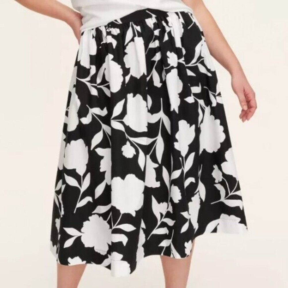Kate Spade x Target Classic Rose Volume Midi Skirt Black White Collab NWT M